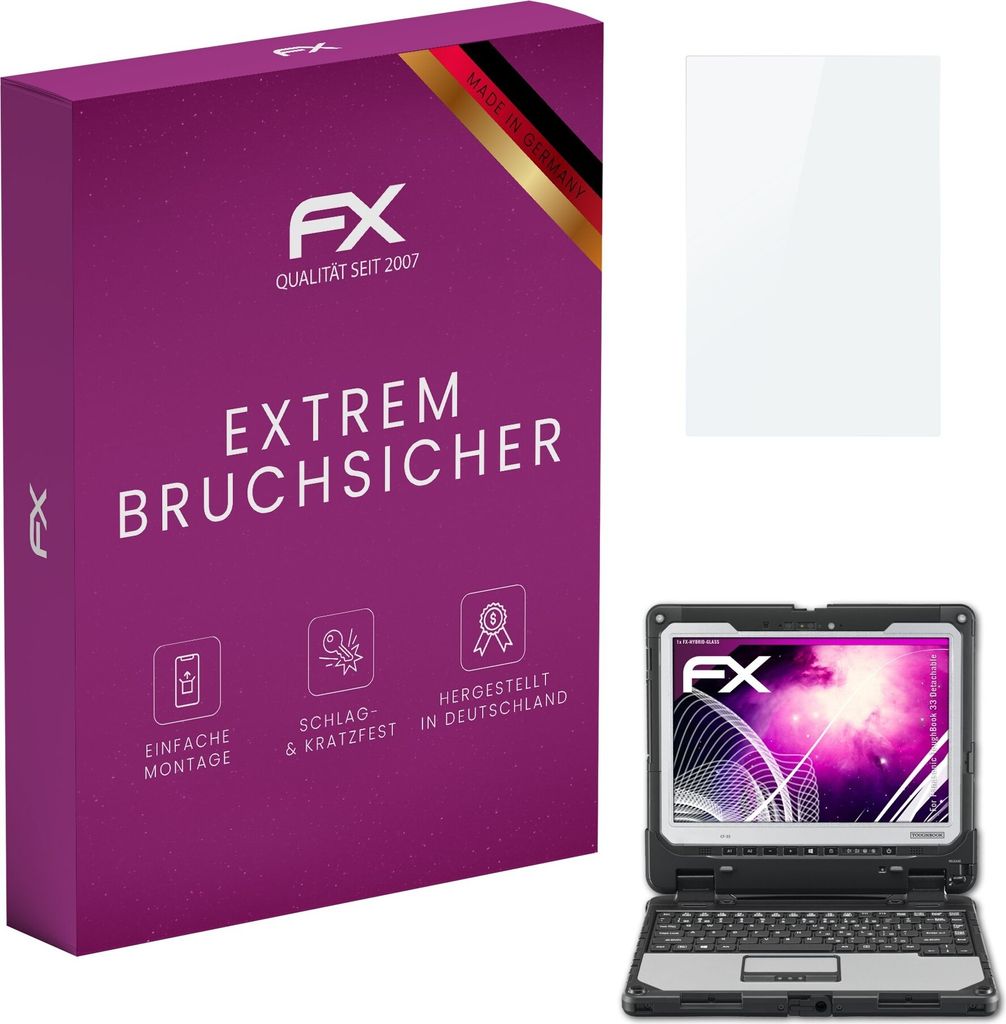 atFoliX FX-Hybrid-Glass Displayfolie kompatibel mit Panasonic ToughBook 33 Detachable Glasfolie