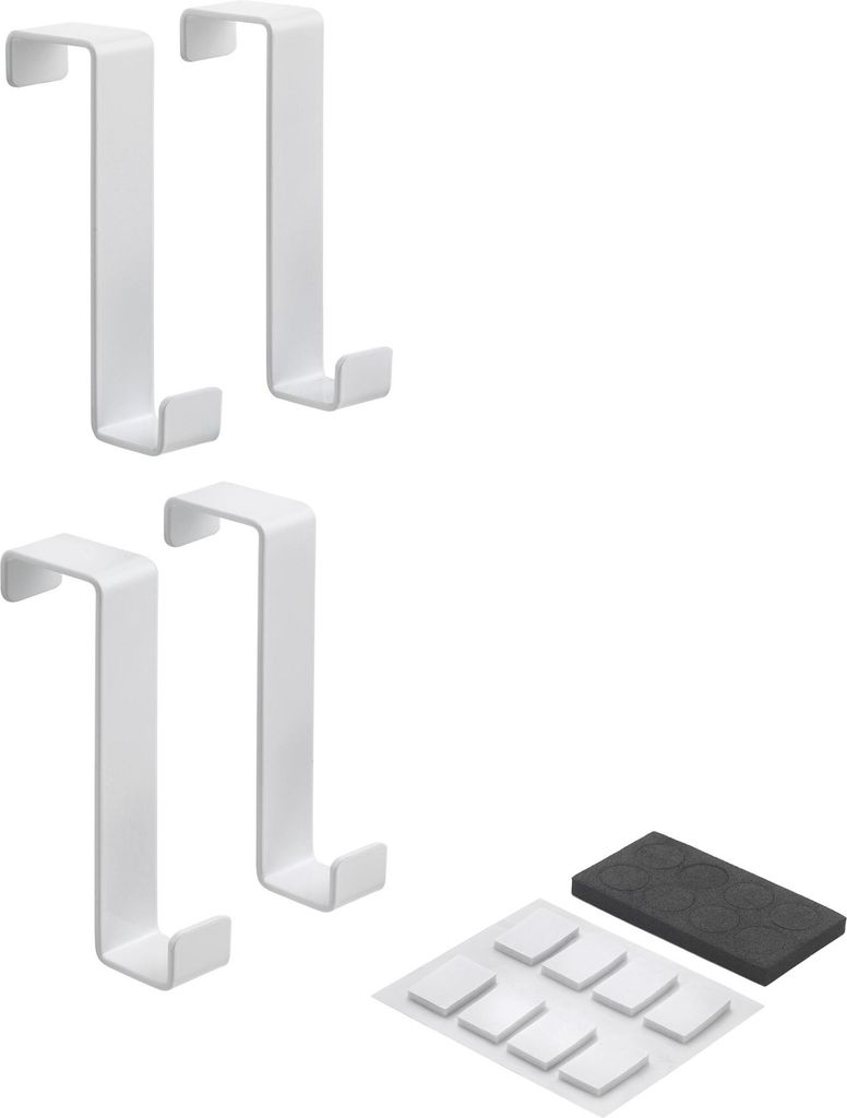 Metaltex 299752000 Türhaken 4er Set weiß, für Türstärken 1,6 cm und 2,2 cm geeignet