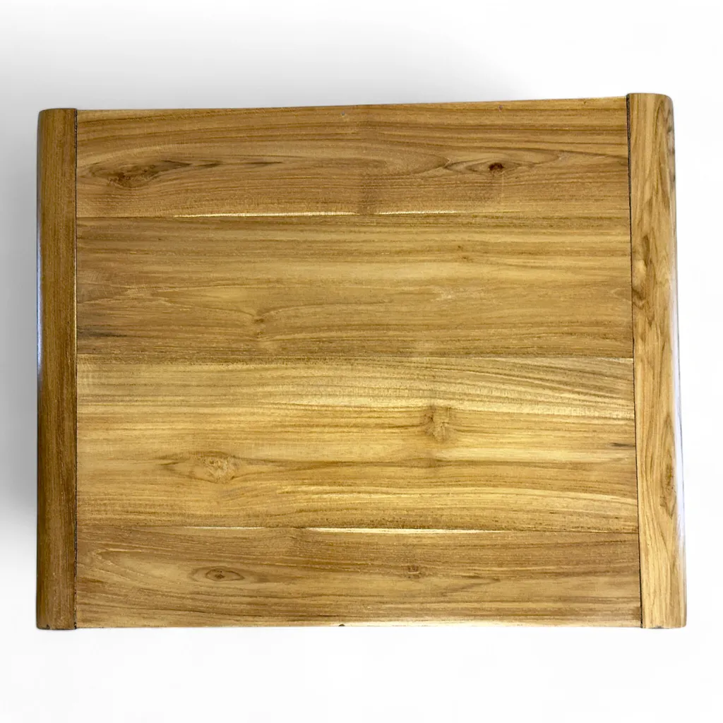 Table basse en rotin fait main avec aspect teck rétro - 7