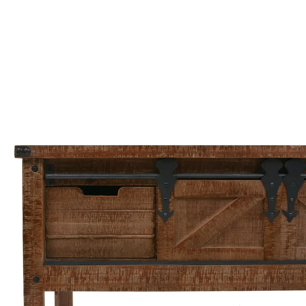 Table d'appoint console en bois massif brun pour entrée et salon - 8