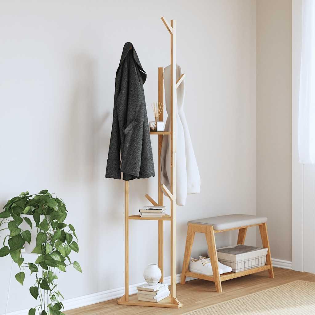 vidaXL Kleiderständer mit Haken und Ablagen 39x33x166 cm Bambus