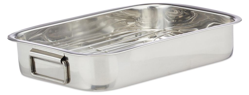 Relaxdays, braadpan met rooster (maat M), roestvrij staal, Productafbeelding 