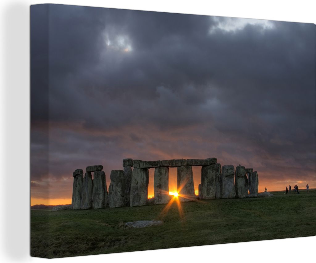 OneMillionCanvasses - Leinwandbilder - 140x90 cm, Sonnenuntergang in Stonehenge in England, Wandbilder Kunstdruck Wanddekoration - Foto auf Leinw...