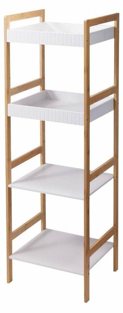 HOWHOMELY | Standregal - Badregal - beige - 36 x 33 x 110 cm - Badezimmerregal - mit 4 Einlegeböden - Badezimmer