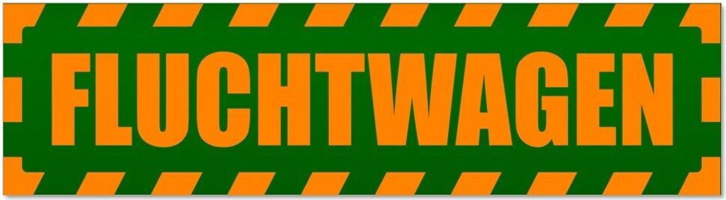 Kiwistar - Autoaufkleber - Orange - Grün - 60 x 16 cm - Fluchtwagen gestreift - Hinweis Aufkleber Sticker für Auto, Kfz, Fahrrad, PKW, LKW