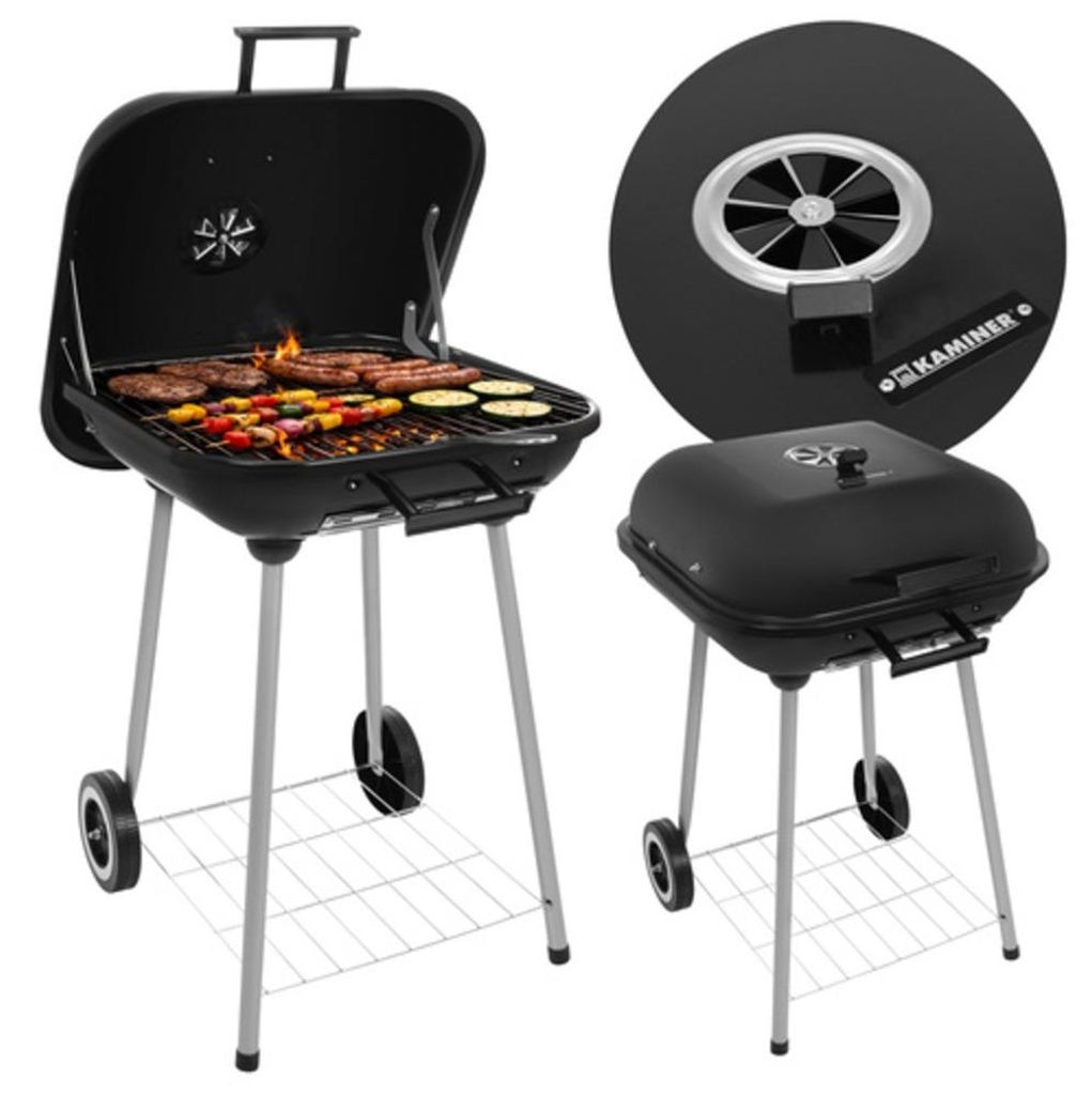 Holzkohlegrill für den Garten mit Deckel und Ablagefläche Produktbild 