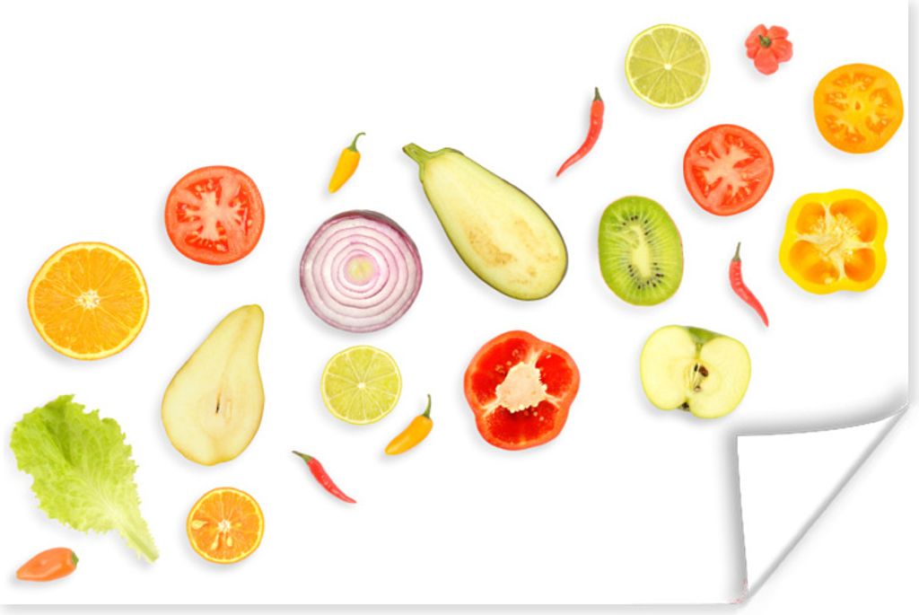 MuchoWow Poster Kopfsalat - Apfel - Weiß 120x80 cm - Bilder