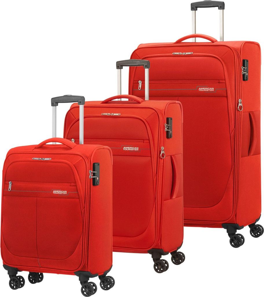 American Tourister Trolley Deep Dive 3 PC Set A Red / Grey rot 81cm
