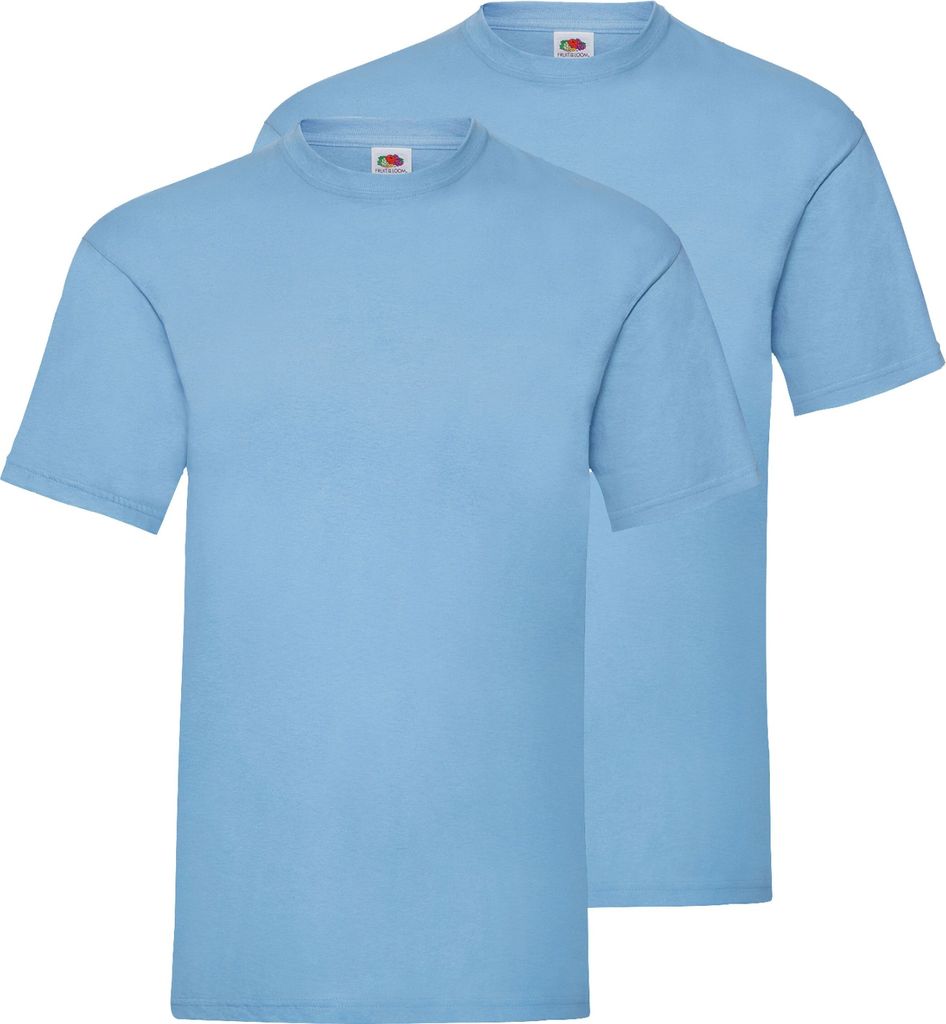 Doppelpack Fruit of the Loom Valueweight T-Shirt + GRATIS MyShirt Stoffbeutel Farbe: pastellblau Größe: M