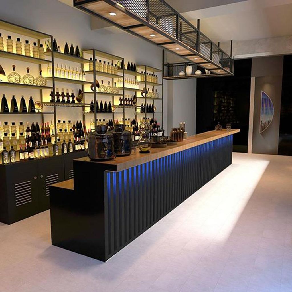 Theke Maßanfertigung Kasse Großer Kassentisch Bartheke Bartisch Bar Empfangstheke Schwarz 280*60*100cm 【HCTG 280】