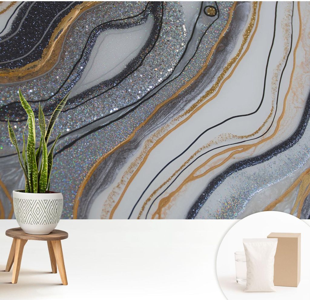 Fototapete - 208x146 cm - Tapete - Wandtapete - Wandbilder - Dekofolie - Tapete Folie - Wand - Dekoration - Wohnzimmer - Steinwellen