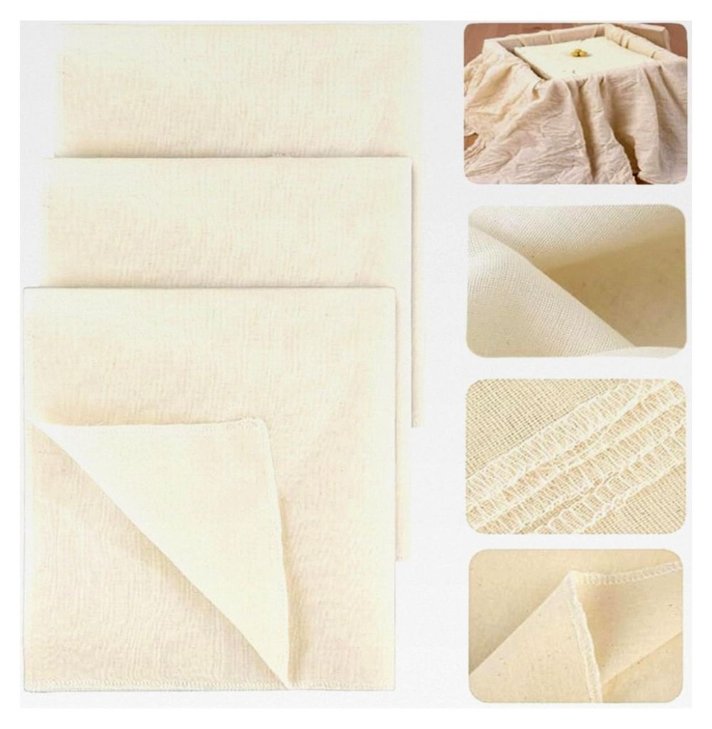 Wiederverwendbare Mulltücher zum Abseihen, reines Baumwoll-Seihtuch, weiches quadratisches Käsekleidungs-Gewebe zum Kochen und Backen (1 Stück, ...