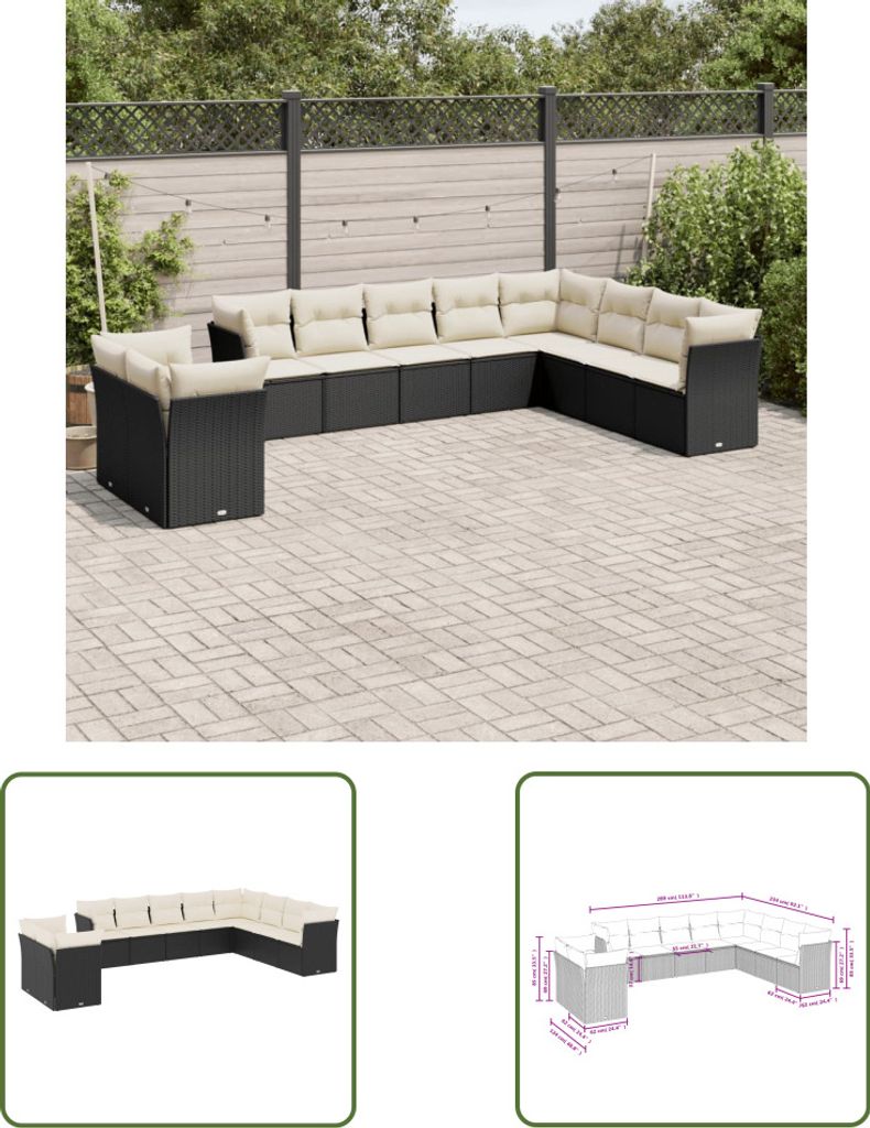 The Living Store 10-tlg. Garten-Sofagarnitur mit Kissen Produktbild 