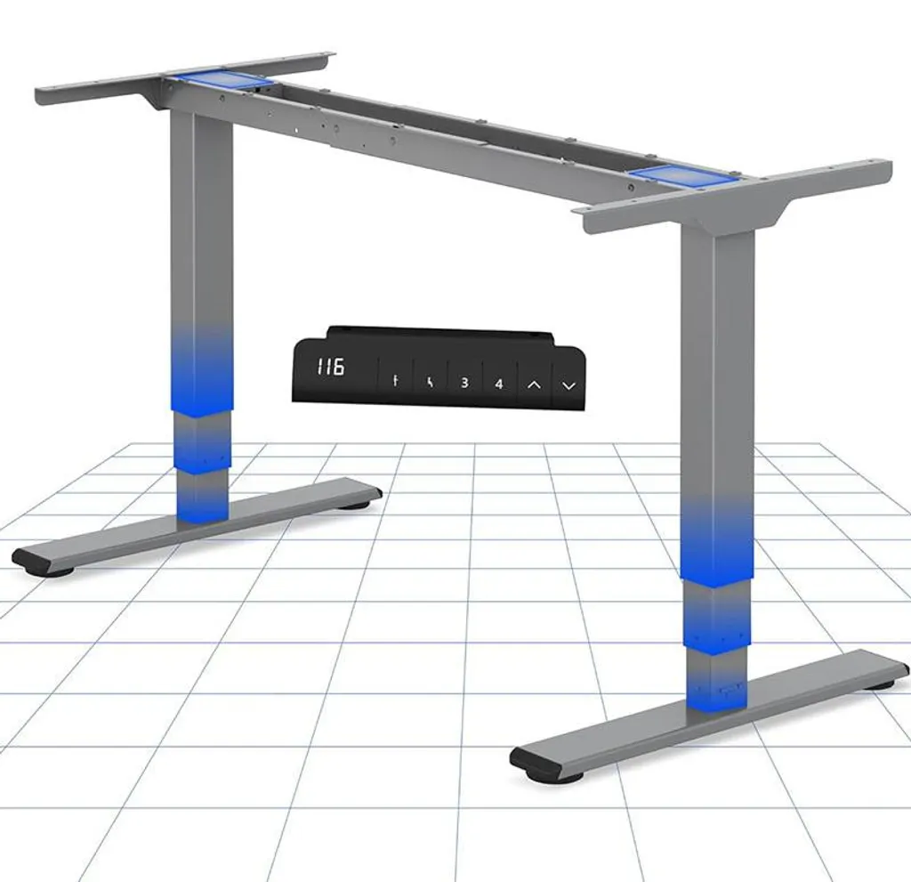 Bureau debout électrique EC5S-Lite-EU gris pour télétravail ergonomique