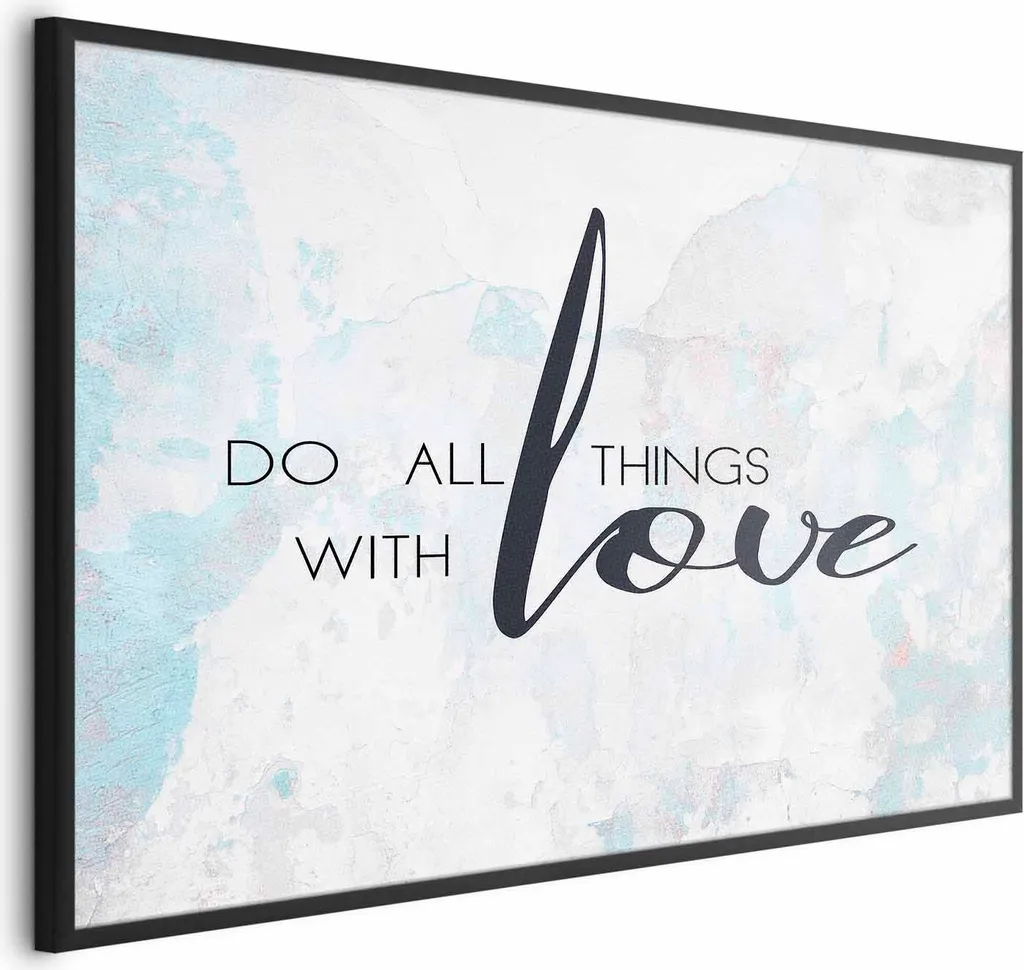 Quadro Minimal Con Amore 60x40 cm - Cornice Nera Elegante Senza Bordo