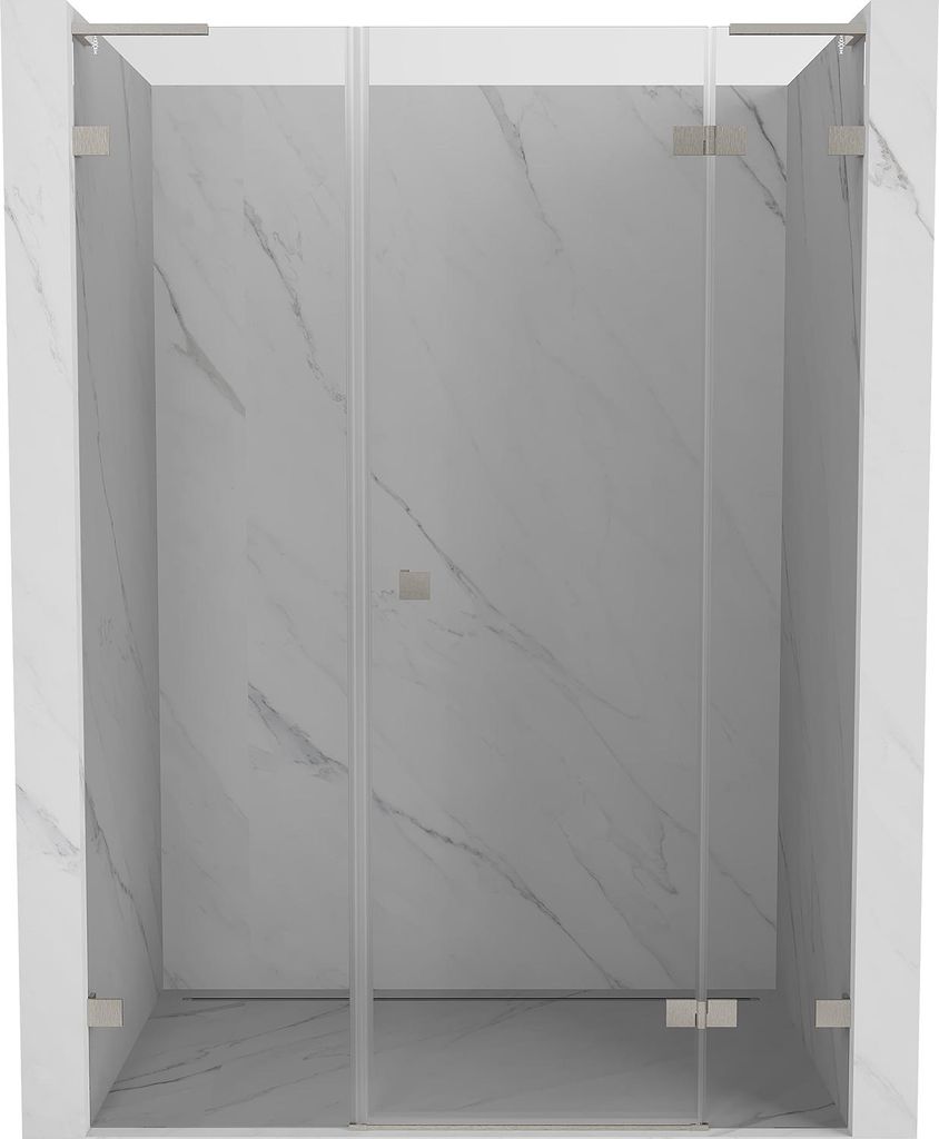 Mexen Lunar L Duschabtrennung, öffnend rechts, 135 cm, transparent, gebürsteter Nickel - 834SL-135-050-97-00-P