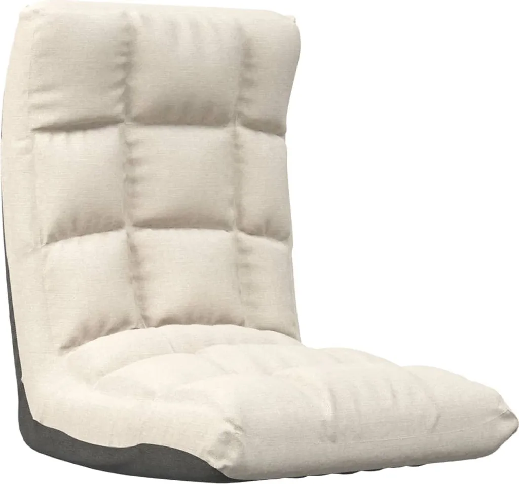 Chaise de sol pliable tissu crème pour méditation et lecture confortable