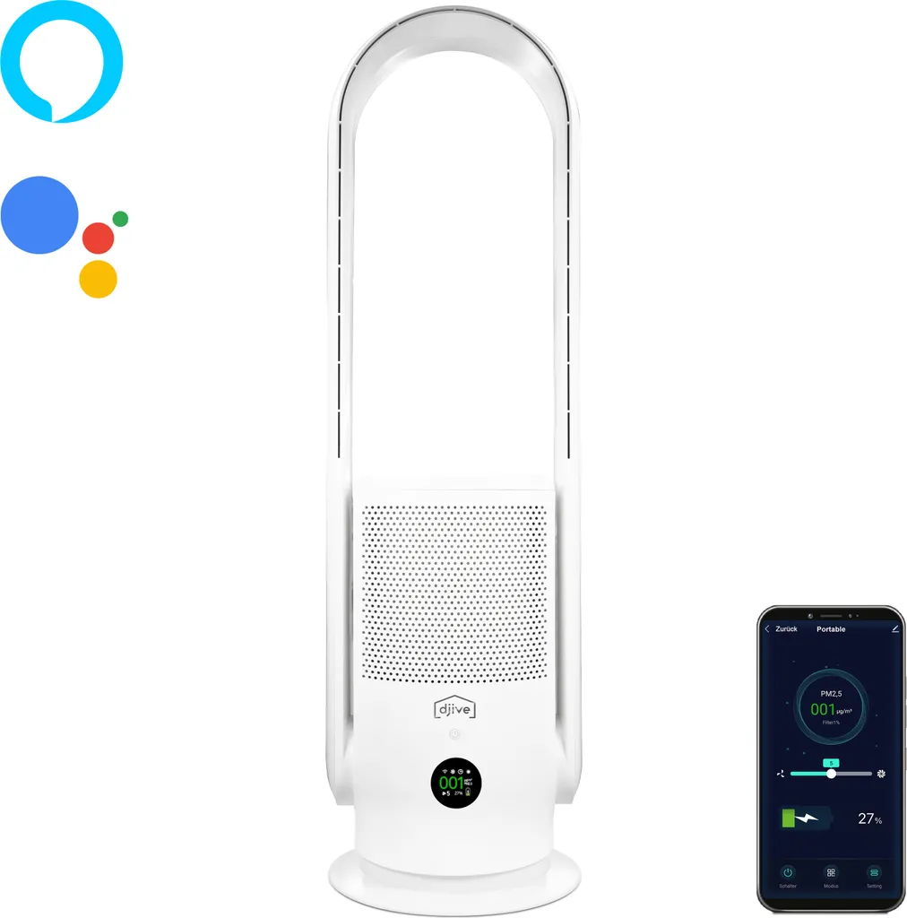 Purificateur d'air djive ARC Portable et ventilateur silencieux HEPA 14