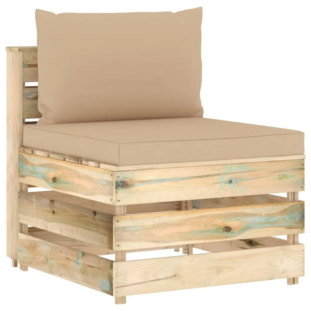Offerta Divano Centrale Outdoor Legno Impregnato e Cuscini Soft - 6
