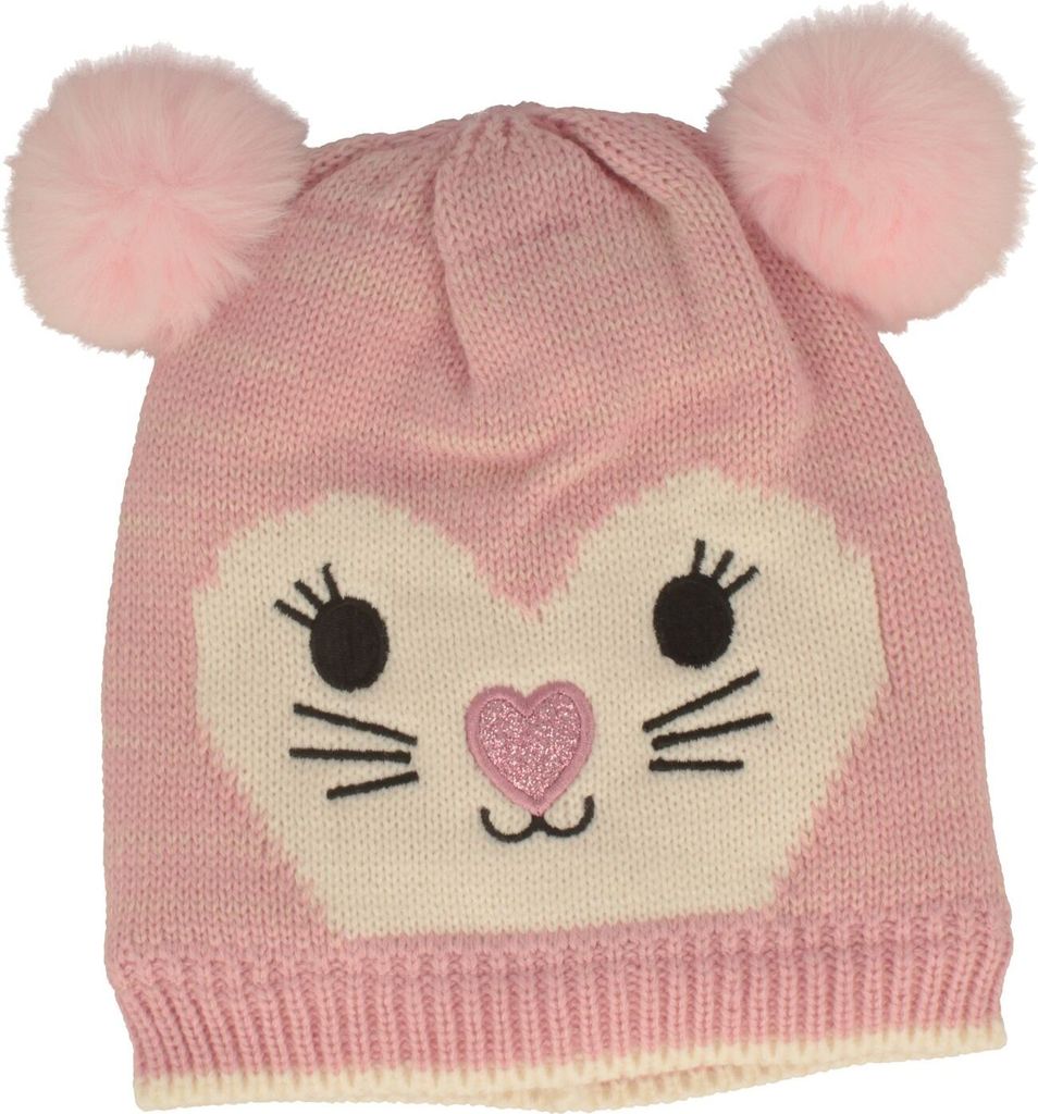 Kinder Maus-Motiv Strickmütze zwei Bommel von Hut-Breiter