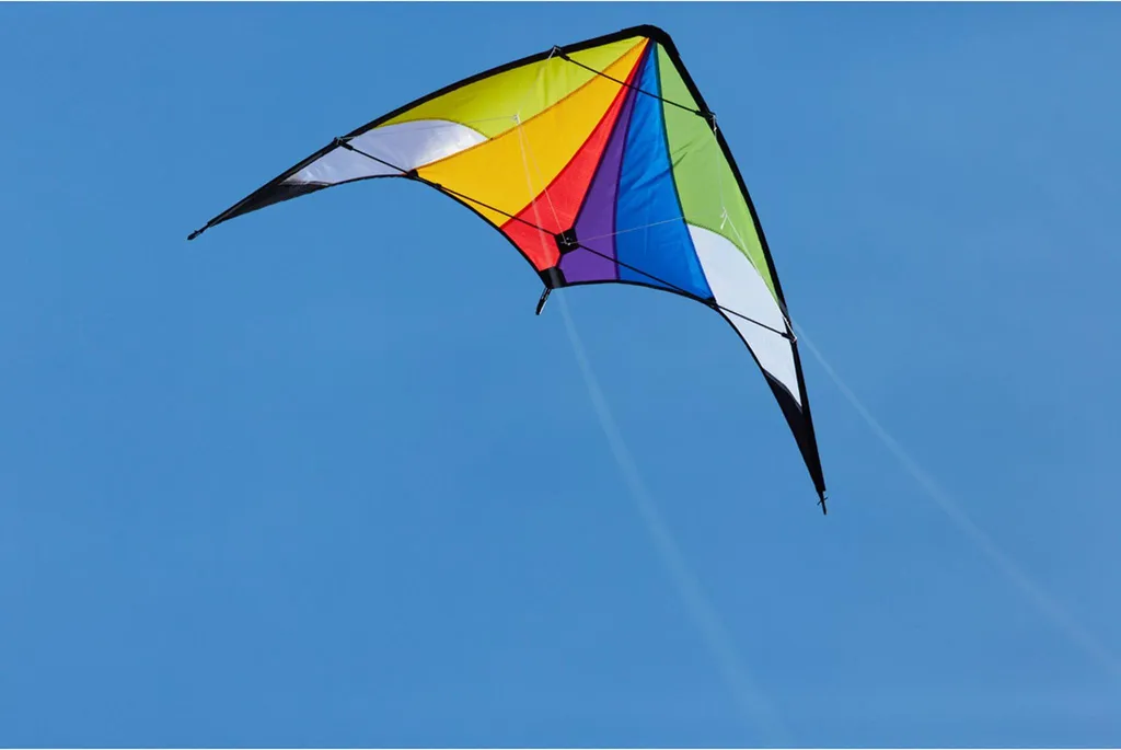 Cerf-volant deux lignes Drache Bunt résistant avec poignées et cordes