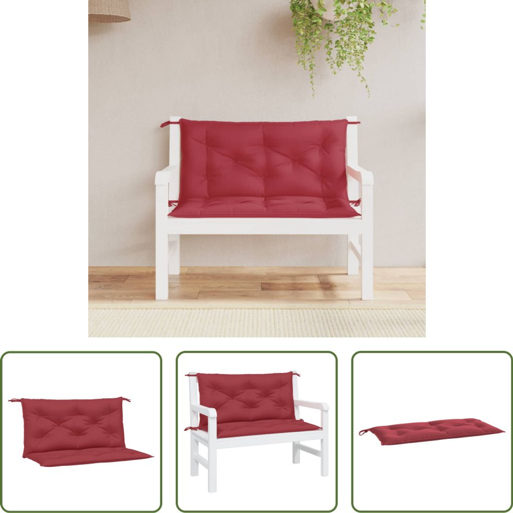 The Living Store Gartenbank-Auflagen 2 Stk. Weinrot 100x50x7 cm Oxford-Gewebe