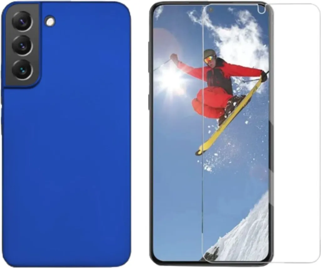 2in1 set custodia del telefono cellulare + vetro protettivo per Samsung Galaxy S22 6.1 pollici caso copertura display pellicola di protezione