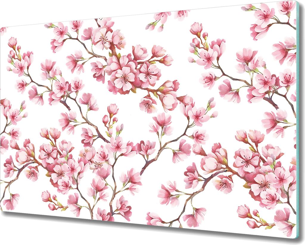 Glas Schneidebrett Herdabdeckplatten Schneideplatten - 80x52 cm - Kirschblüte