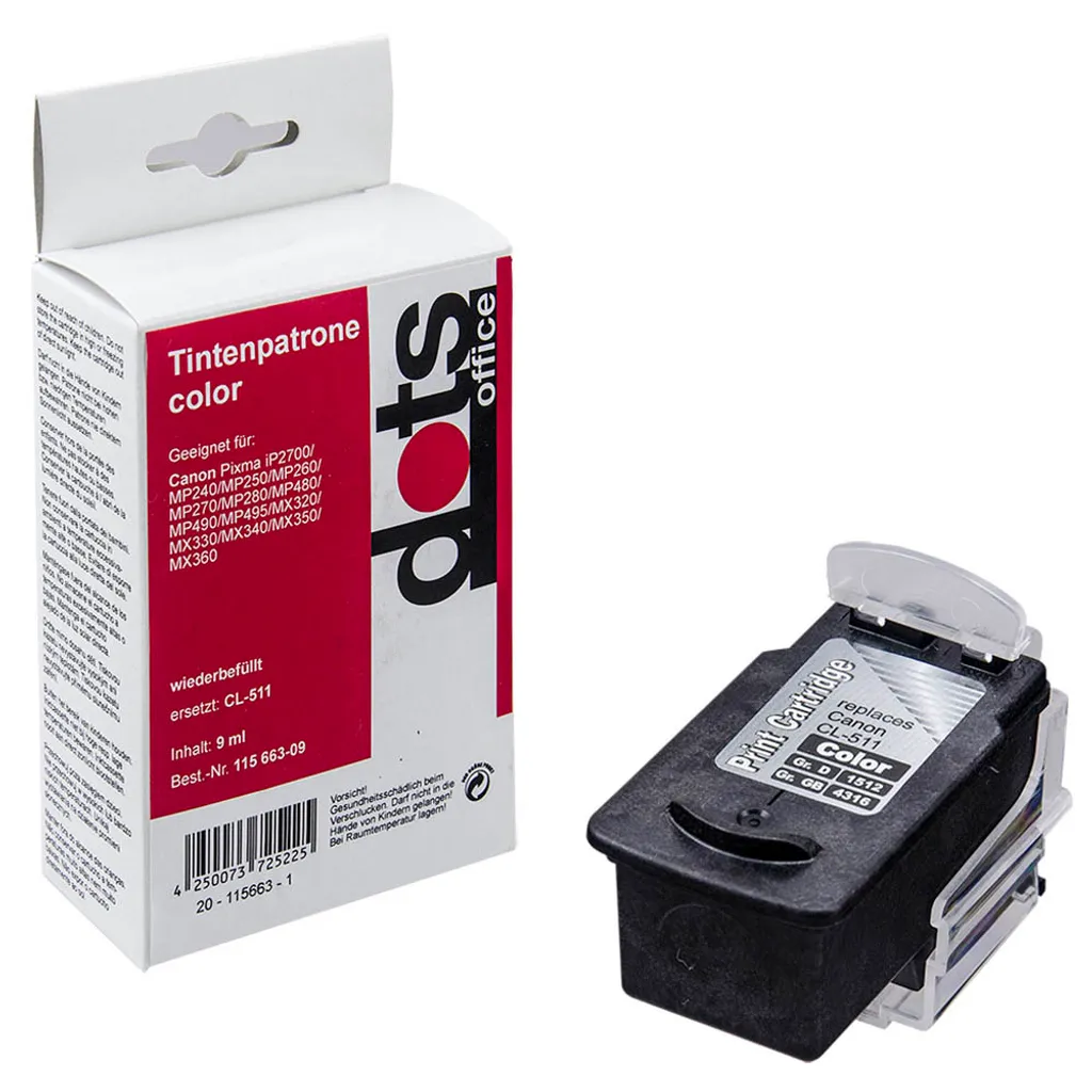 Cartouche Dots 1512 4030 remplace Canon CL-511 tête d'impression couleur