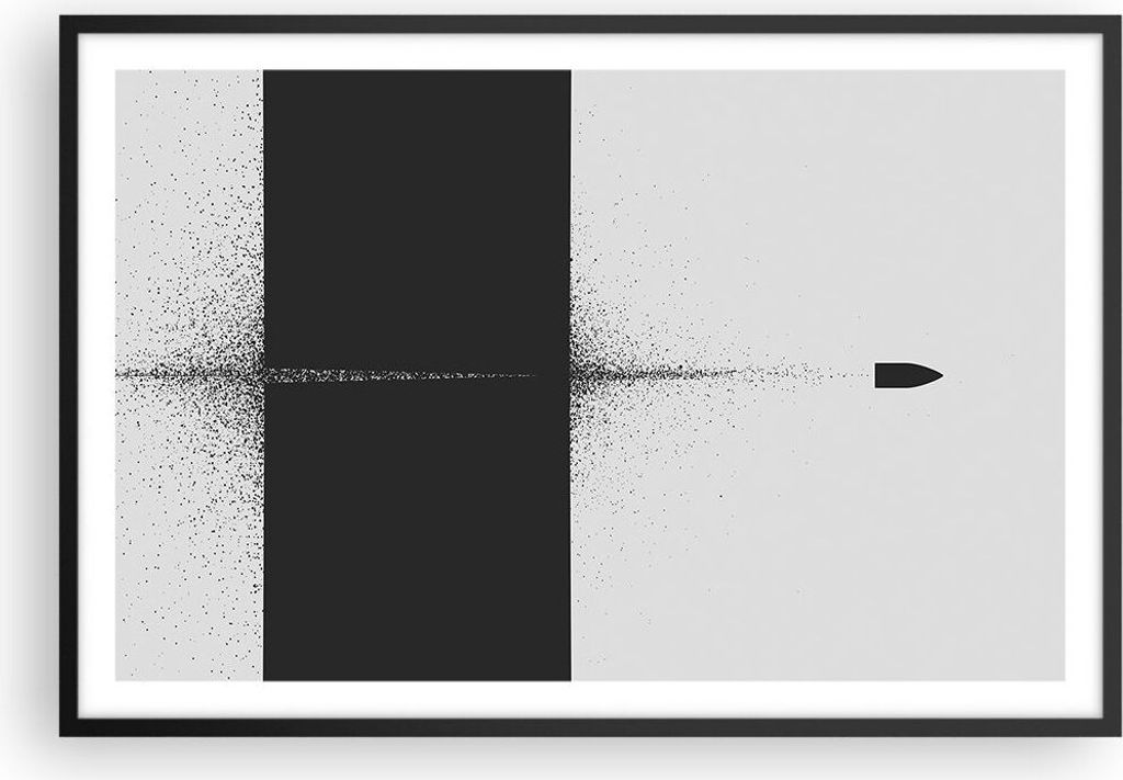 Gerahmtes Poster - Schwarzer Rahmen - Kugel Schwarzweiß Modern - 91,5x61 cm - Wand Bild - Wanddeko - Wandbilder - Kunstposter - Wandposter - Bilde...