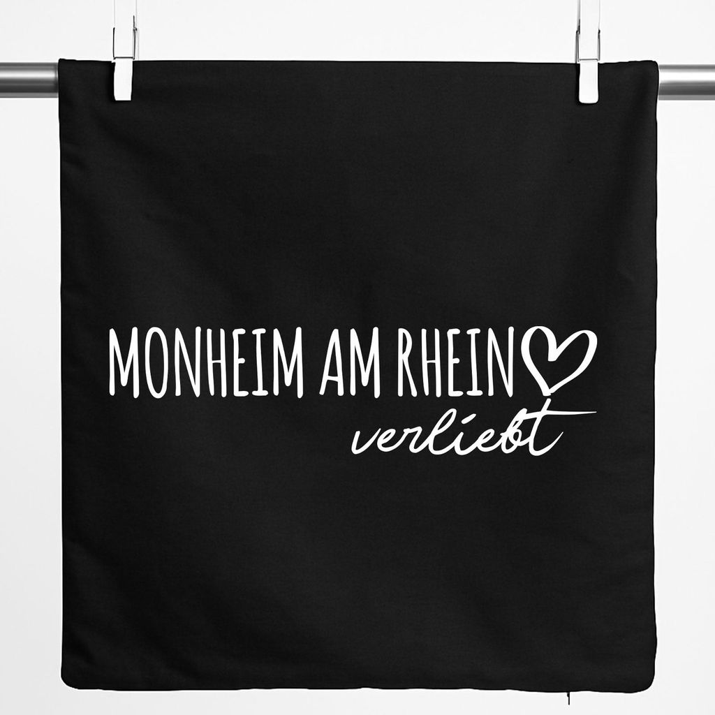 Huuraa Kissenbezug Monheim am Rhein verliebt 40x40cm Black Baumwolle Dekokissenbezug Geschenkidee