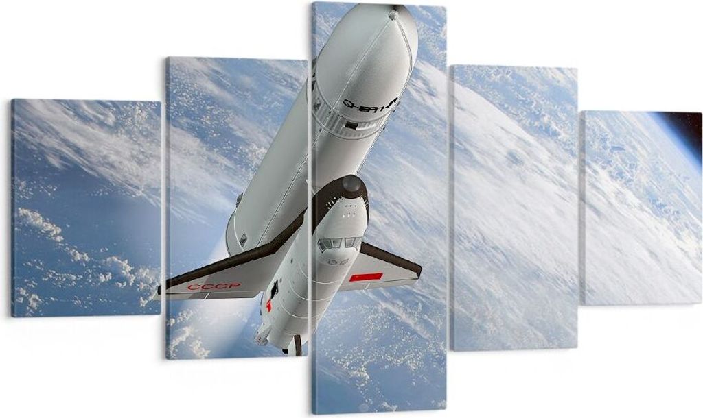 Bild auf Leinwand - Leinwandbild - Himmel Rakete Kosmos Planet - 125x70cm - Wand Bild - Wanddeko - Leinwanddruck - Bilder - Kunstdruck - Wanddekora...