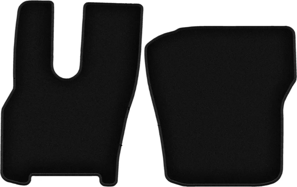 Wielganizator Tappetini anteriori in velluto per DAF XG (2022-, camion (sedile destro pneumatico)) neri, set 2 pz, con fissaggi