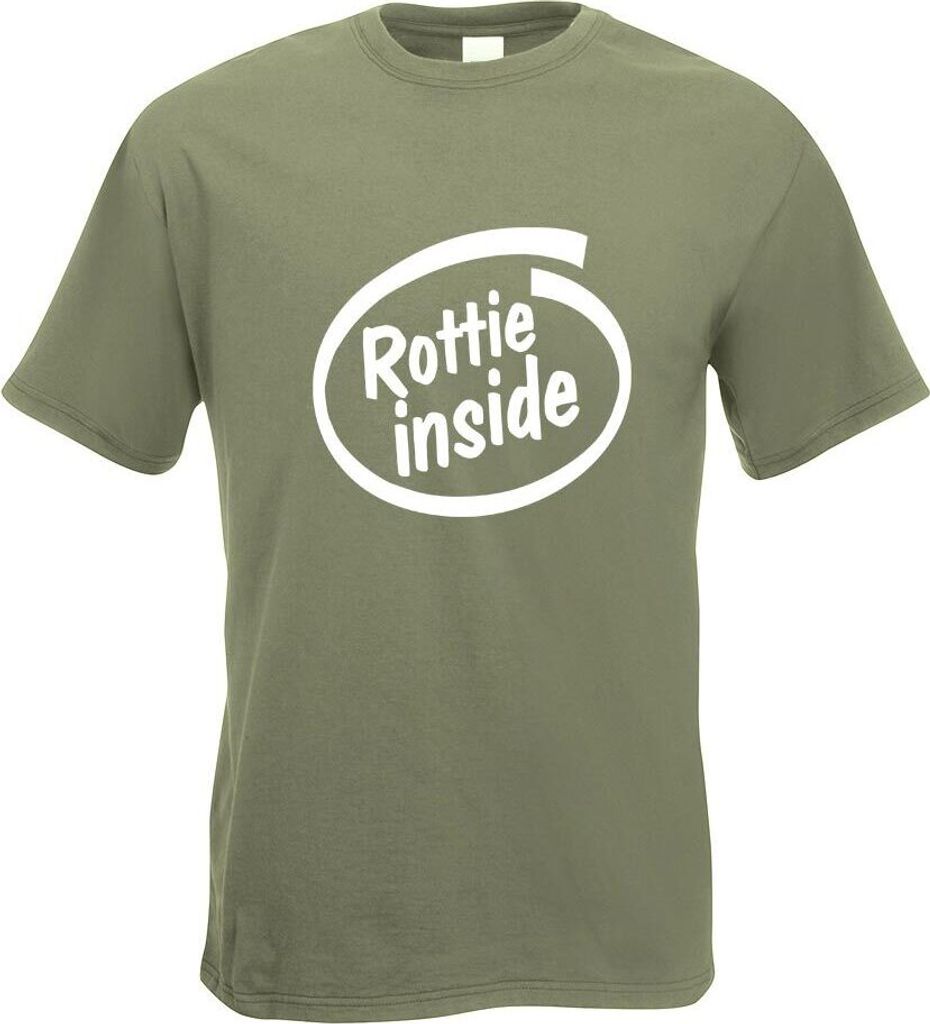 Kiwistar - T-Shirt - Olive - Rottie Inside Motiv Bedruckt Funshirt Design Print - mit Motiv Bedruckt - Funshirt Design - Sport - Freizeit - Herren - S