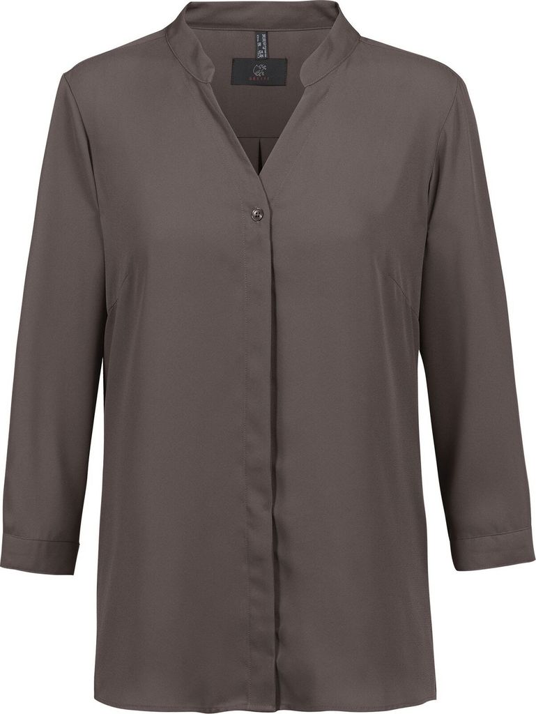 Greiff CHIFFON Damen Chiffon-Bluse 3/4-Arm V-Neck Regular Taupe 40