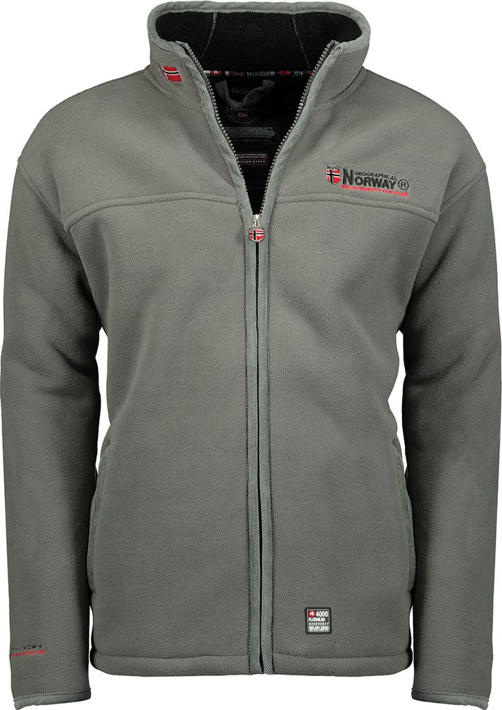 Geographical Norway Herren warme flauschige Fleece Outdoor Jacke Sweater Ski Sport Freizeit G-Ubolt, Farbe: Grau, Größe: L