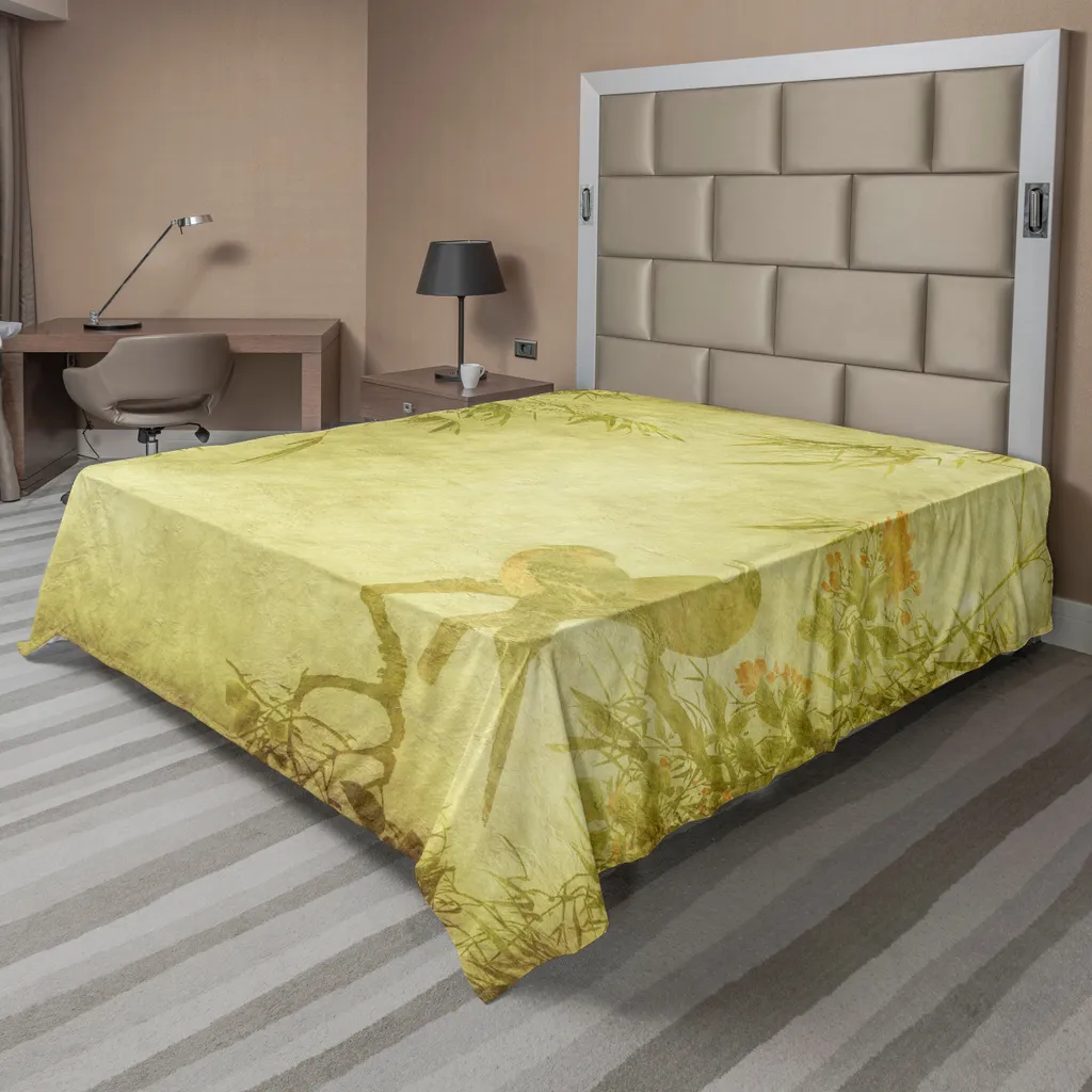 Drap de dessus doux en bambou à motif vie sauvage vert, taille 275x260cm