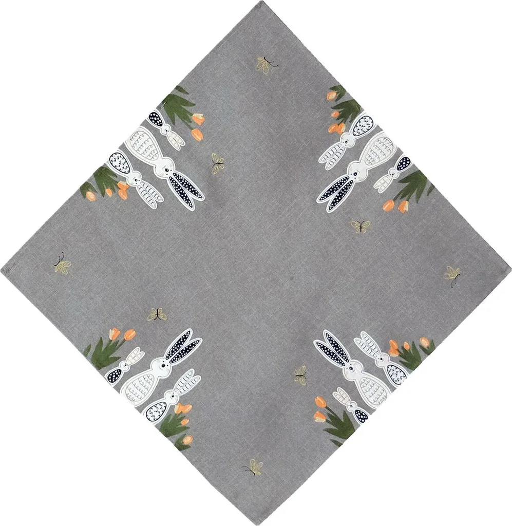 Tovaglia Pasqua ANDREA 85x85 - Ricamo Coniglietto Resistente