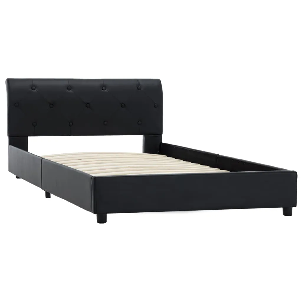 Lit simple 100x200 cm noir en simili cuir - Cadre de lit design moderne