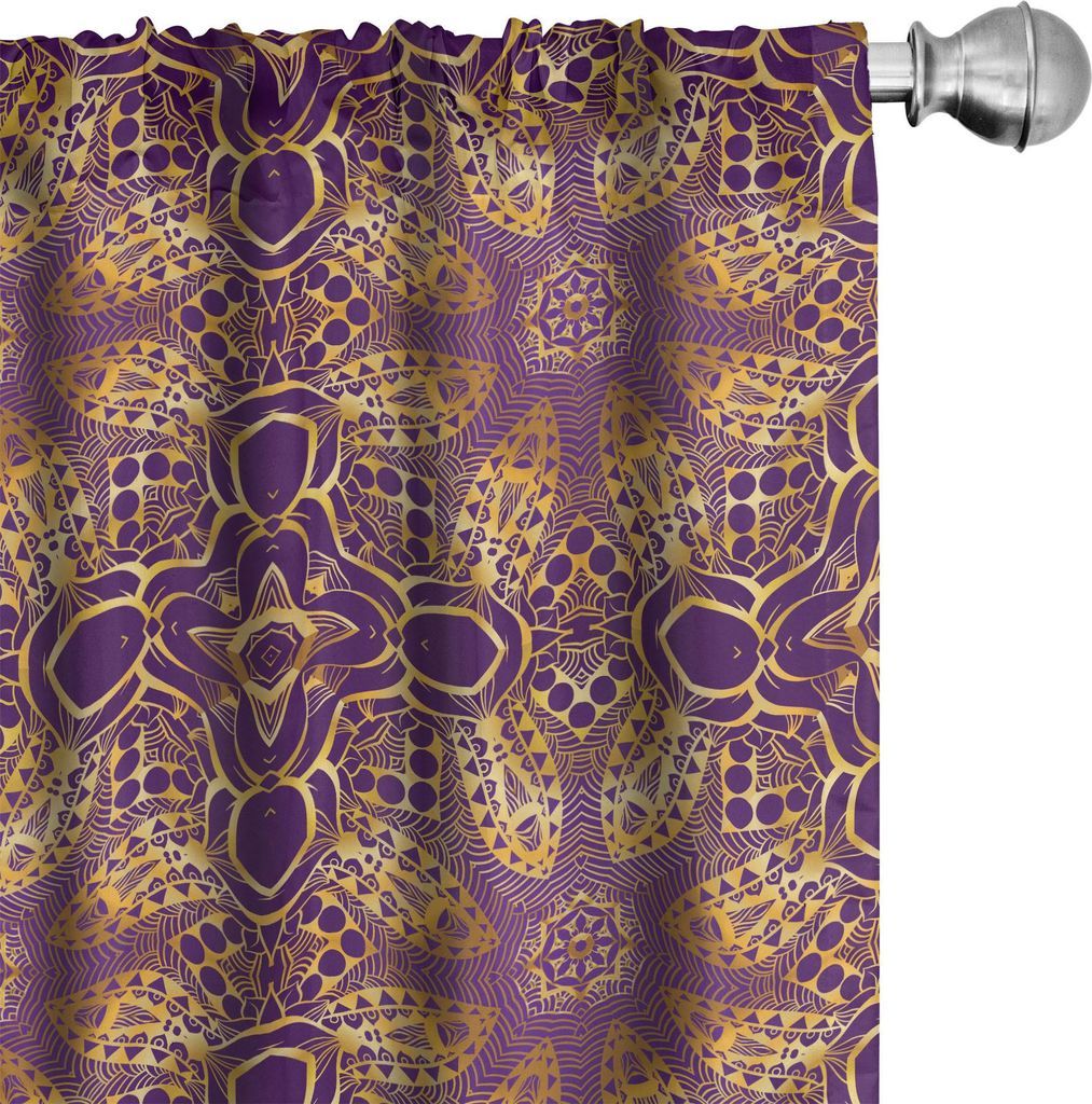 ABAKUHAUS lila Mandala Vorhänge, Gardinen, Bohemian spirituelles Motiv Tribal Style ethnischen Design Universum Symbol Bild, 2 Stück 75 x 245 cm,...