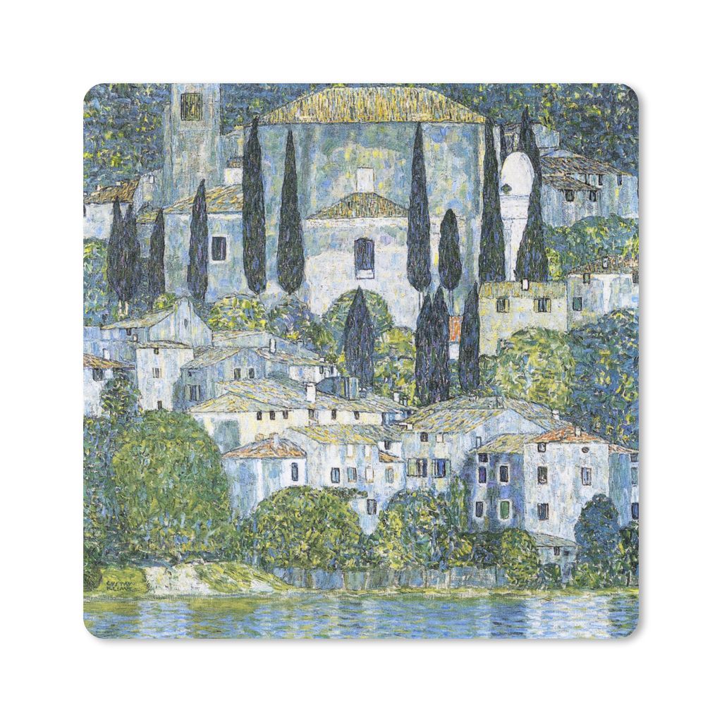 MuchoWow Mauspad Mousepad Die Kirche in Cassone - Gustav Klimt 30x30 cm - Mousepads - Maus Mat - Pad - Mausunterlage - Gaming
