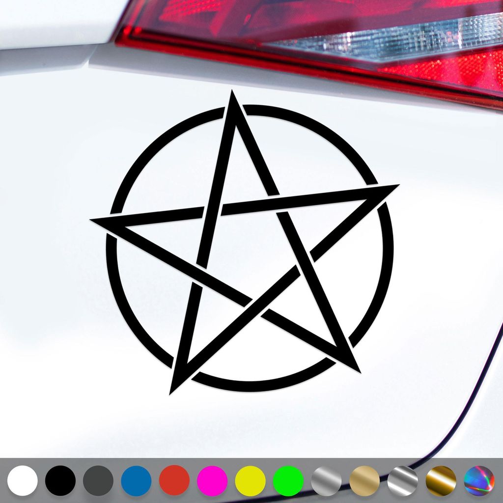 PantherPixel Pentagramm Aufkleber Gothic Hexen Magie Metal Sticker Auto Geschenkidee Farbe Schwarz