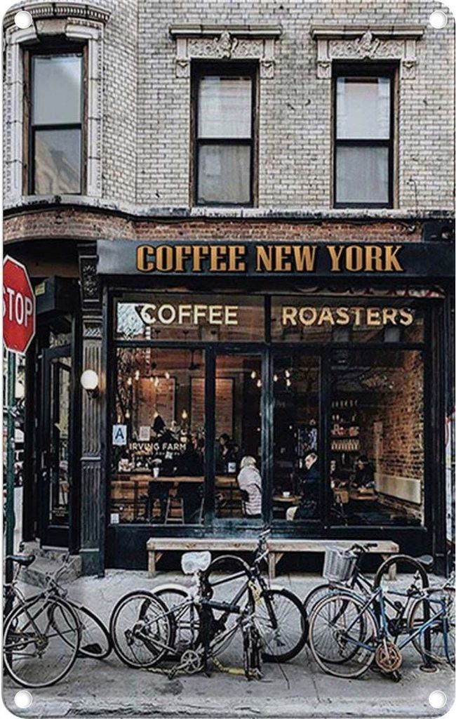 vianmo Blechschild 18x12 cm Coffee new York Kaffee Essen Trinken