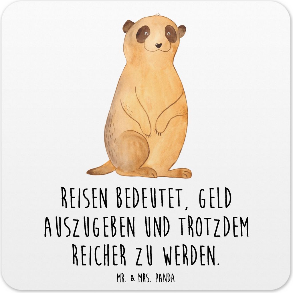 Mr. & Mrs. Panda Tassenuntersetzer Erdmännchen 15er Set - Weiß - Geschenk, Untersetzer für Gläser, Afrika, Traveling, Reisen, Spruch, Roadtrip,...