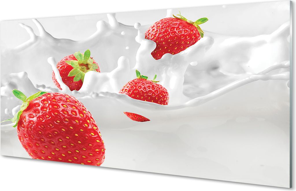 Glasbilder 100x50 Wandkunst Erdbeermilch