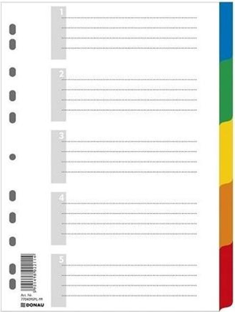 PP-Register für Ordner 5+1, verschiedene Farben