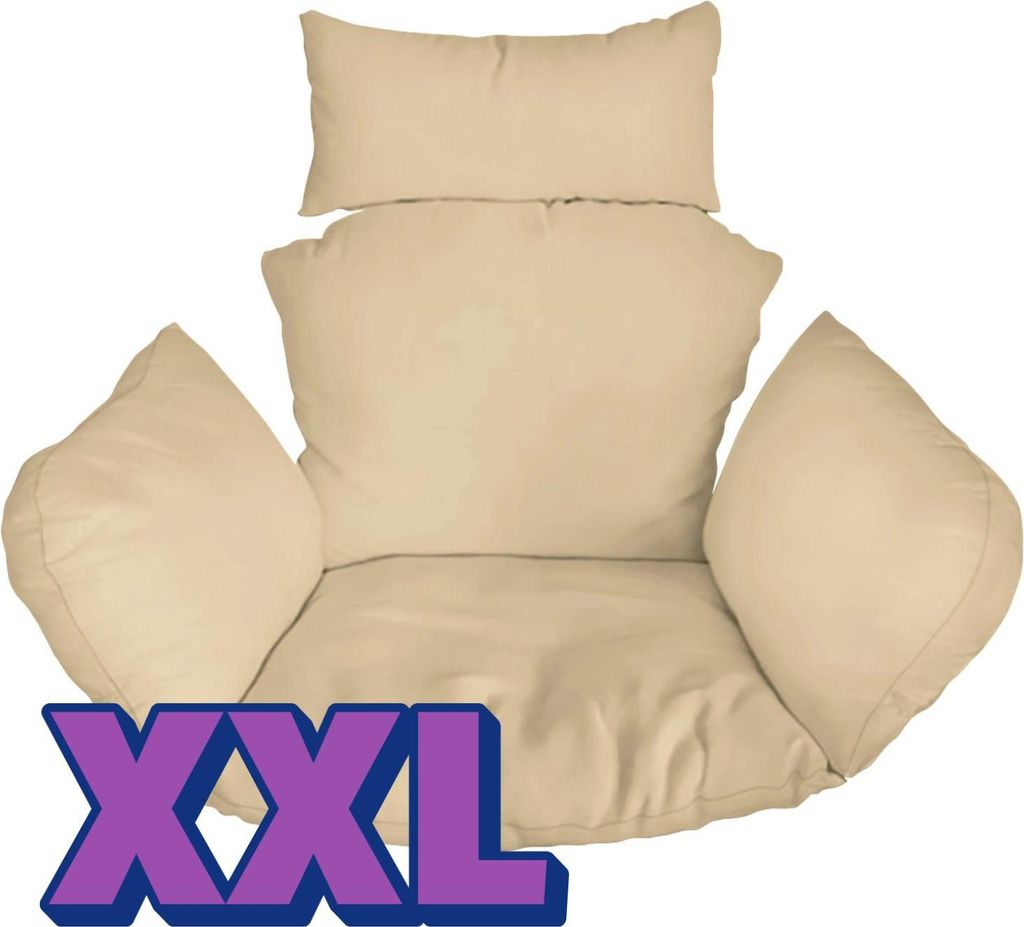 Hängesessel Kissen, XXL, Polster, Auflage für Polyrattan & Rattan Hängeschaukel, Rückenkissen für Hängesitz, Beige [114]