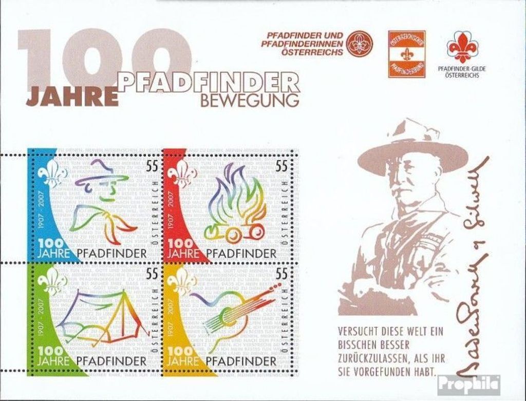 Briefmarken Österreich 2007 Mi Block36 (kompl.Ausg.) gestempelt Pfadfinder