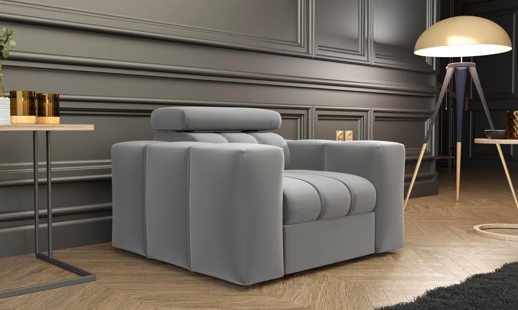 FurMeb24 modern SESSEL KENNO 100 x 90 cm HELLGRAU
