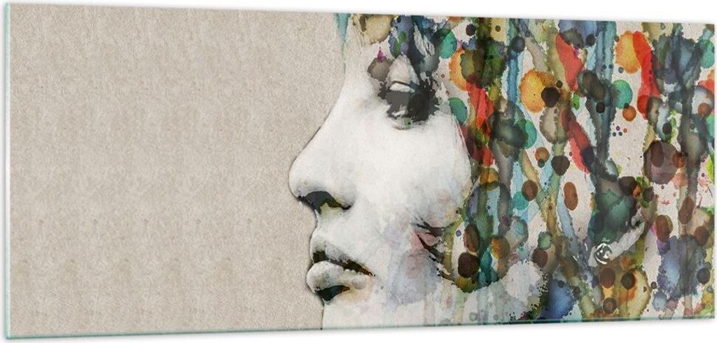 Bilder auf glas - Gesicht Frau - 100x40cm - Glasbilder - Wandbilder - Kunstdruck - zum Aufhängen bereit - Wanddekoration aus Glas - Glas Bilder - ...